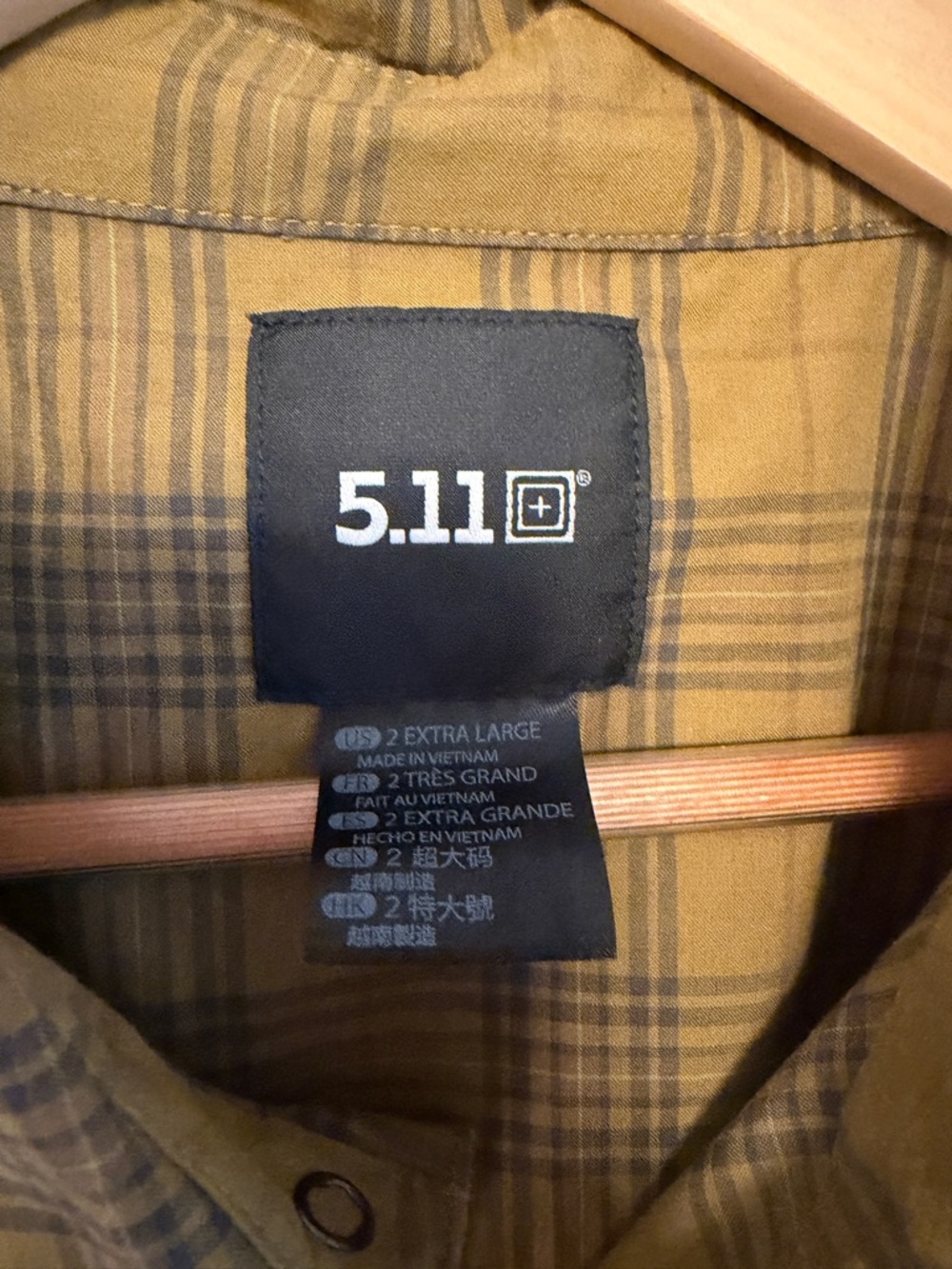 5.11 Tactical Men's Mustard Plaid Button-Down Shirt - Picture 3 of 8